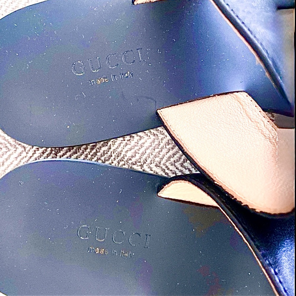 Gucci Black Leather Sandals with Gold Accents - Picture 2 of 4